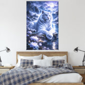 Guardian White Tiger – Silent Strength and Gentle Canvas Afdruk (Insitu (Slaapkamer))