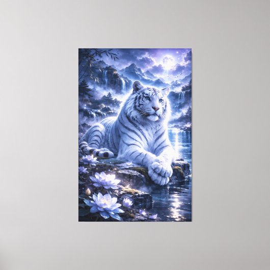 Guardian White Tiger – Silent Strength and Gentle Canvas Afdruk (Voorkant)