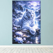 Guardian White Tiger – Silent Strength and Gentle  Canvas Afdruk (Insitu (Houten vloer))