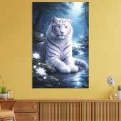 Guardian White Tiger – Silent Strength and Gentle  Canvas Afdruk (Insitu (Woonkamer))