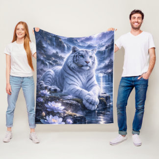 Guardian White Tiger – Silent Strength and Gentle  Fleece Deken