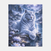 Guardian White Tiger – Silent Strength and Gentle Fleece Deken (Voorkant)