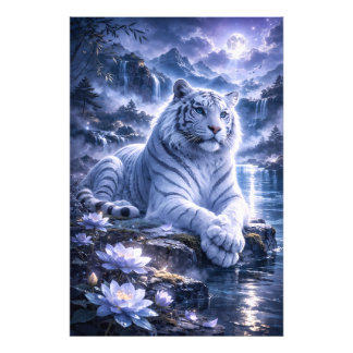 Guardian White Tiger – Silent Strength and Gentle  Foto Afdruk