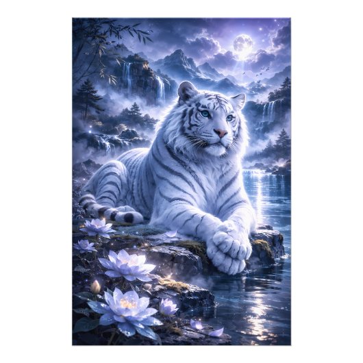 Guardian White Tiger – Silent Strength and Gentle Foto Afdruk (Voorkant)