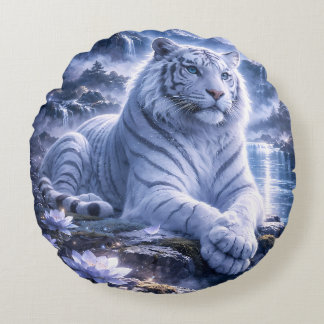 Guardian White Tiger – Silent Strength and Gentle  Rond Kussen