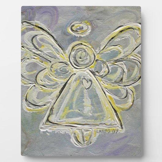 Guardian Zilveren Witte Engel Schilderen Art Plaqu Fotoplaat (Voorkant)