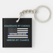 Guardians by Choice dunne blauwe lijn Sleutelhanger (Achterkant)
