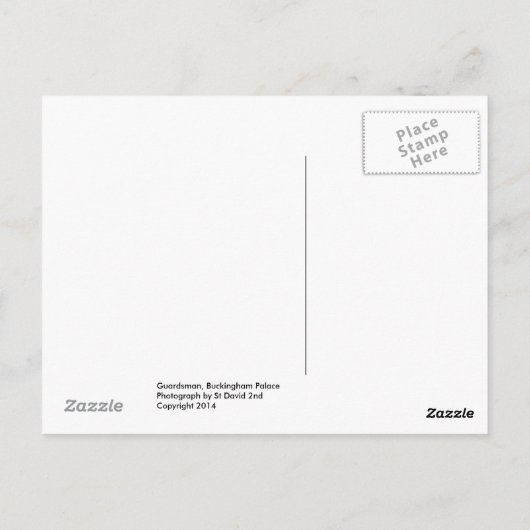 Guardsman, Buckingham Palace Briefkaart (Achterkant)