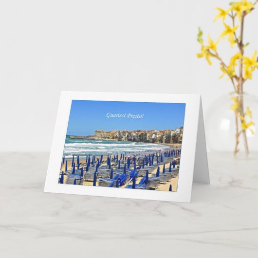 Guarisci Presto - word goed spoedig in het Kaart (Gele Bloem)