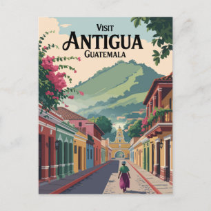 Guatemala Antigua Illustratie Reizen Art Vintage Briefkaart