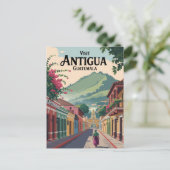 Guatemala Antigua Illustratie Reizen Art Vintage Briefkaart (Staand voorkant)