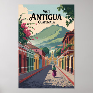 Guatemala Antigua Illustratie Reizen Art Vintage Poster