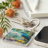 GUATEMALA, BANANERA IZABAL Retro poster Sleutelhanger (Voorkant Rechts)