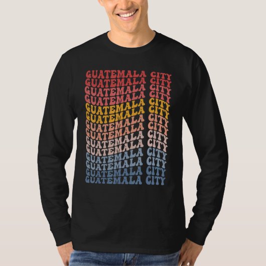 Guatemala City City Groovy Retro T-shirt (Voorkant)