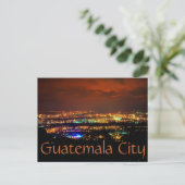 Guatemala City, Guatemala, C.A. 's nachts. Briefkaart (Staand voorkant)