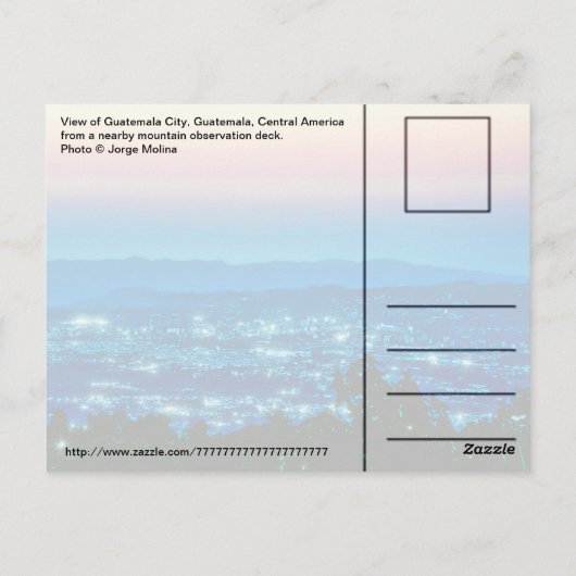 Guatemala City, Guatemala, Midden-Amerika bij sche Briefkaart (Achterkant)
