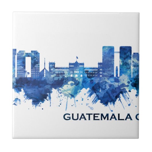Guatemala City Guatemala Skyline Blue Tegeltje (Voorkant)