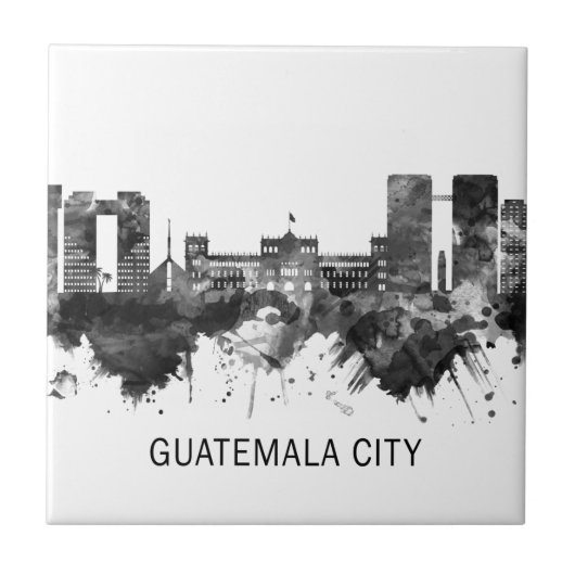 Guatemala City Guatemala Skyline BW Tegeltje (Voorkant)