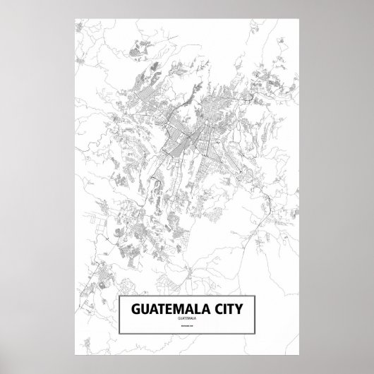 Guatemala City, Guatemala (zwart op wit) Poster (Voorkant)