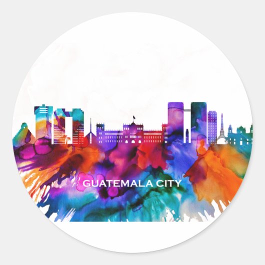 Guatemala City Skyline Ronde Sticker (Voorkant)