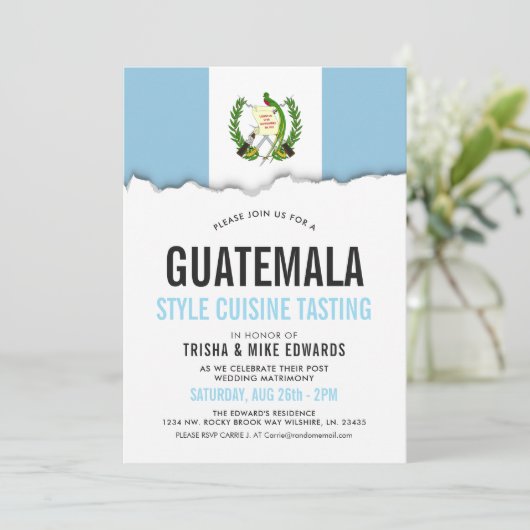 Guatemala Cuisine | Flag White Invite Kaart (Staand voorkant)