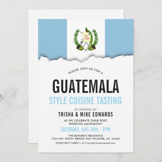 Guatemala Cuisine | Flag White Invite Kaart (Voorkant / Achterkant)
