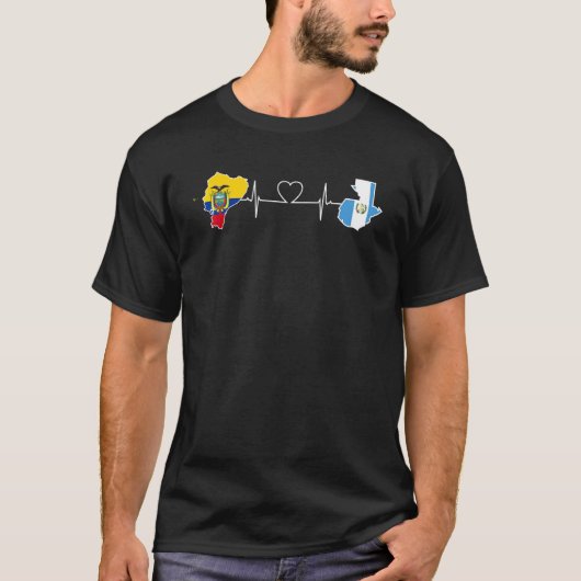 Guatemala Ecuador Flag Guatemalan Heartbeat Ecuado T-shirt (Voorkant)