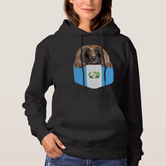 Guatemala Flag Afghan Hound Dog In Pocket Hoodie (Voorkant)