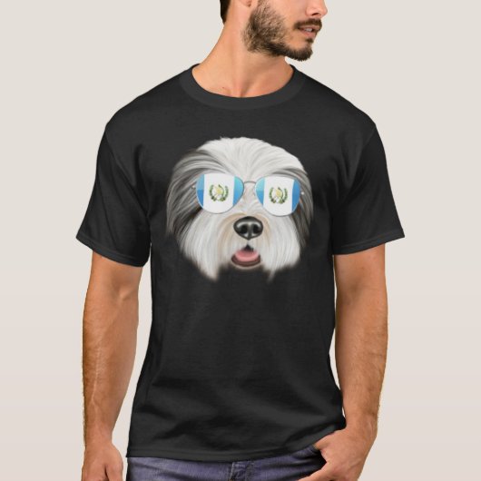 Guatemala Flag Bearded Collie Dog Guatemala Pocket T-shirt (Voorkant)