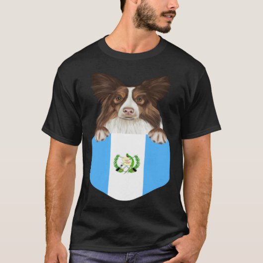 Guatemala Flag Collie Dog In Pocket T-shirt (Voorkant)