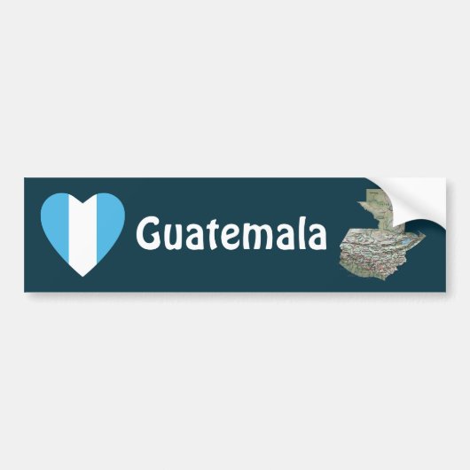 Guatemala Flag Heart + Map Bumpersticker (Voorkant)