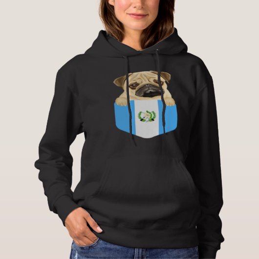 Guatemala Flag Pug Dog In Pocket Hoodie (Voorkant)