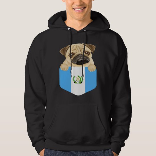 Guatemala Flag Pug Dog In Pocket Hoodie (Voorkant)