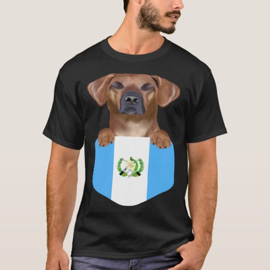 Guatemala Flag Rhodesian Ridgeback Dog In Pocket T-shirt (Voorkant)