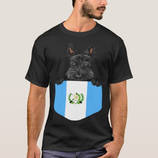 Guatemala Flag Scottish Terrier Dog In Pocket T-shirt (Voorkant)