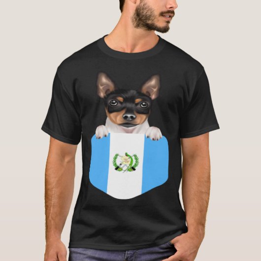 Guatemala Flag Toy Fox Terrier Dog In Pocket T-shirt (Voorkant)