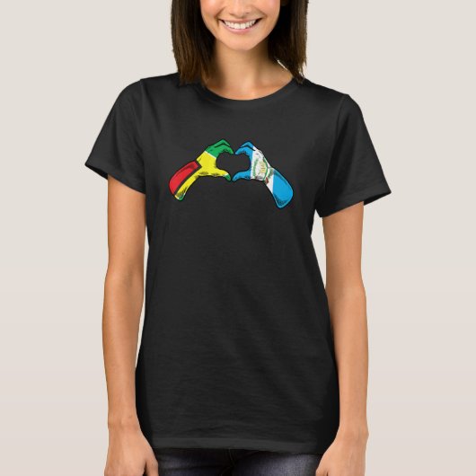 Guatemala Guyana Flag Guatemalan Guyanese Heart T-shirt (Voorkant)