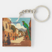 GUATEMALA, HUEHUETENANGO Retro poster Sleutelhanger (Achterkant)