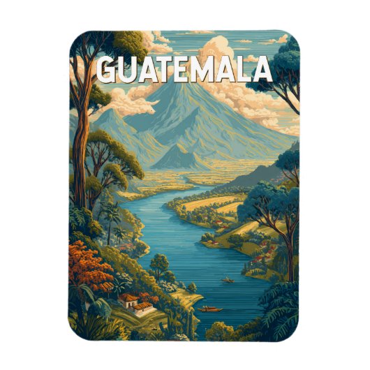 Guatemala Illustratie Reizen Art Vintage Magneet (Verticaal)