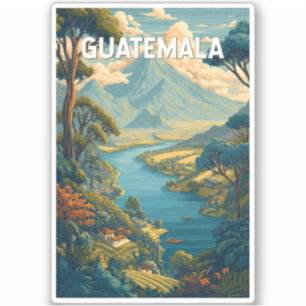 Guatemala Illustratie Reizen Art Vintage Sticker