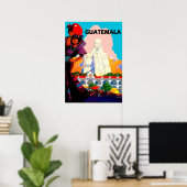 Guatemala, inheemse vrouw met aardewerk, piramide poster (Thuiskantoor)