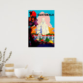 Guatemala, inheemse vrouw met aardewerk, piramide poster (Keuken)