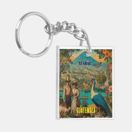 GUATEMALA, IZABAL Retro poster Sleutelhanger (Voorkant Links)