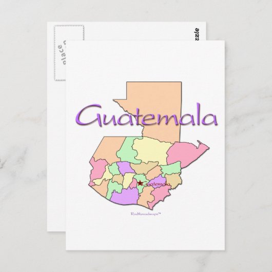 Guatemala-kaart Briefkaart (Voorkant / Achterkant)