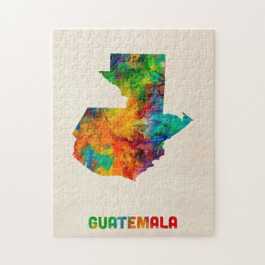 Guatemala - kaart met Waterverf Legpuzzel (Verticaal)