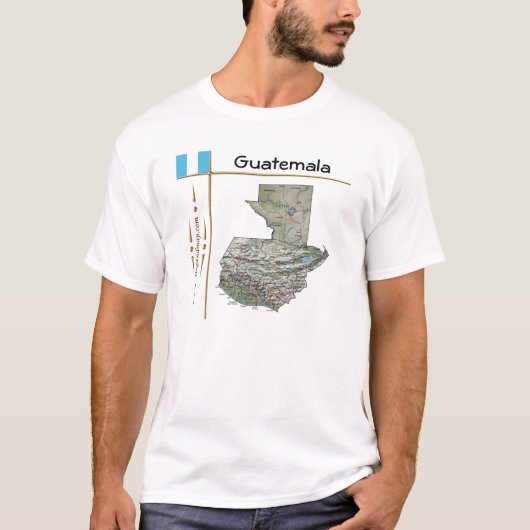 Guatemala-kaart + vlag + titel T-Shirt (Voorkant)