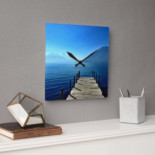 Guatemala - Lago Atitlan Sunrise Vierkante Klok (Kantoor)