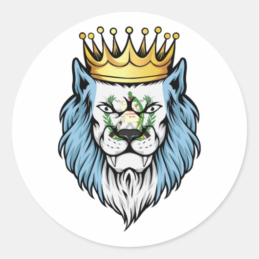 Guatemala Lion King vlag Ronde Sticker (Voorkant)