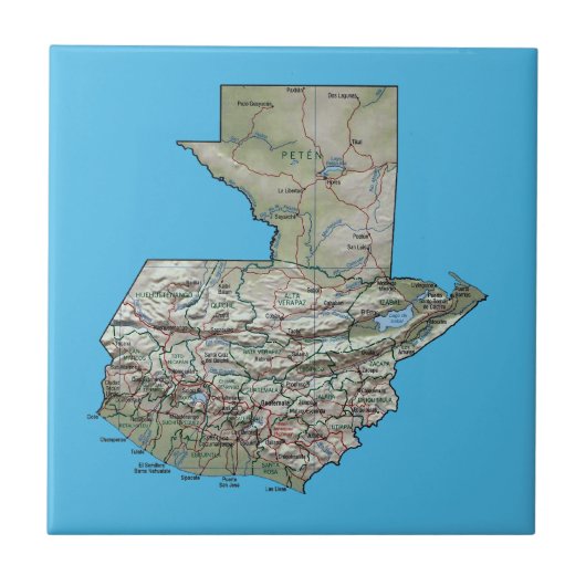 Guatemala Map Tile Tegeltje (Voorkant)