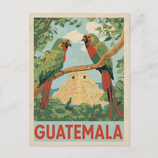 Guatemala Maya ruïnes en tropische vogels reizen k Briefkaart (Voorkant)